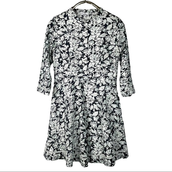 SERIE SUNCOO PARIS ROBE CASTOR EYELET FLORAL FIT & FLARE 3/4 SLEEVE DRESS - Picture 4 of 16